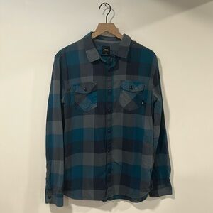 Vans off the wall Men's large blue multi color Flannel long sleeve shirt